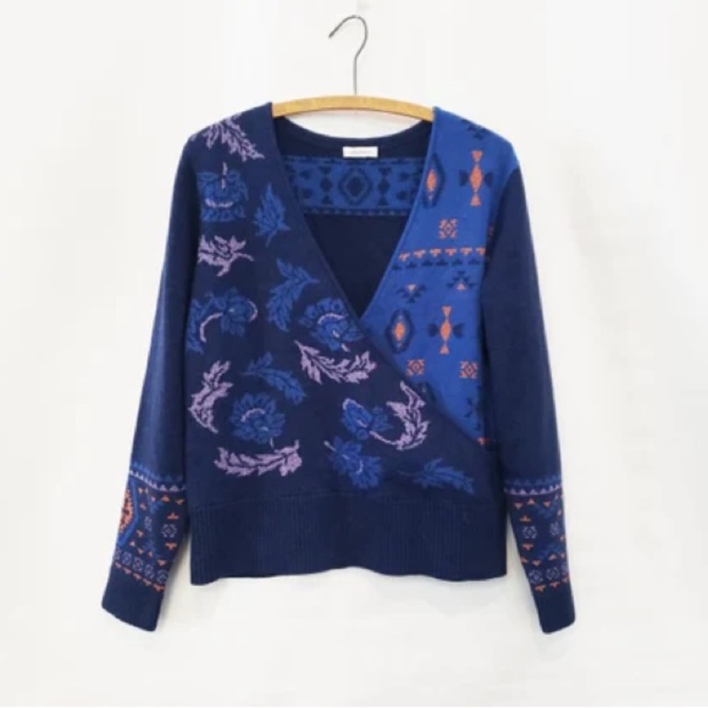 Sundance Blue Multi-Pattern Wrap Sweater - Picture 11 of 13